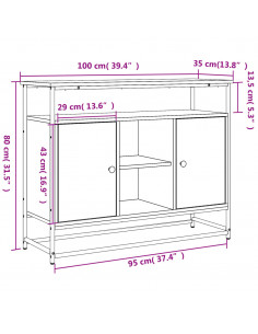 Credenza Rovere Sonoma 100x35x80 cm in Legno Multistrato