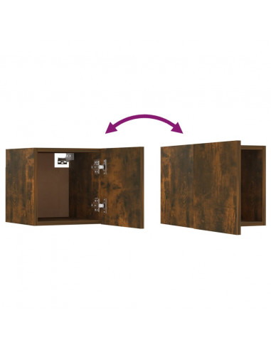 Armadietto TV Montato a Parete Rovere Fumo 30,5x30x30 cm