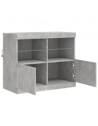 Credenza con Luci LED Grigio Cemento 81x37x67 cm