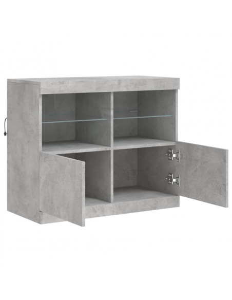 Credenza con Luci LED Grigio Cemento 81x37x67 cm
