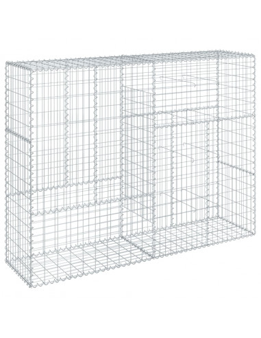 Cesto Gabbione con Copertura 200x50x150 cm in Ferro Zincato