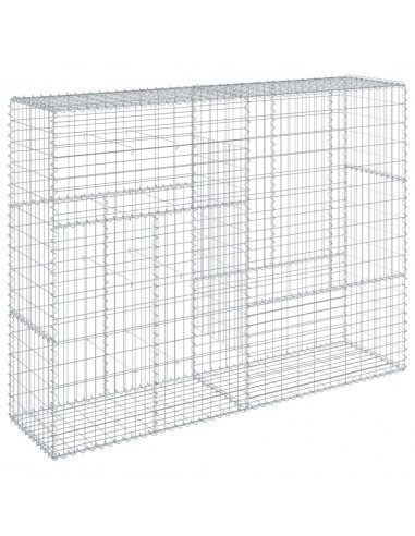 Cesto Gabbione con Copertura 200x50x150 cm in Ferro Zincato
