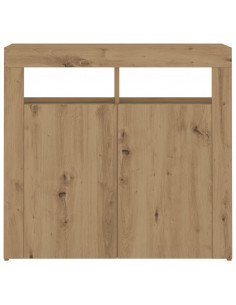 Credenza con Luci LED Artigianale 80x35x75 cm in Truciolato 2