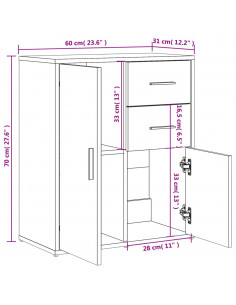 Credenza Rovere Sonoma 60x31x70 cm in Legno Multistrato