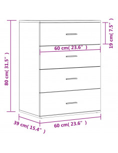 Credenza Rovere Sonoma 60x39x80 cm in Legno Multistrato