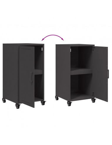 Credenza Nera 36x39x72 cm in Acciaio Laminato a Freddo