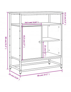 Credenza Rovere Sonoma 69x35x80 cm in Legno Multistrato
