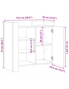 Credenza Rovere Sonoma 73,5x35x75 cm in Legno Multistrato