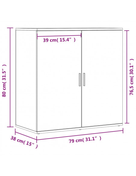 Credenza Rovere Sonoma 79x38x80 cm in Legno Multistrato