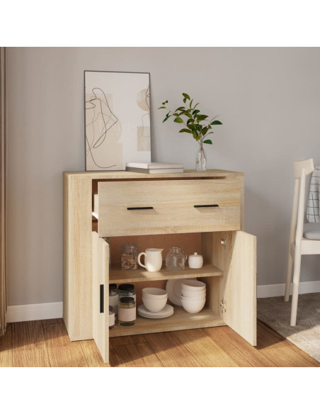 Credenza Rovere Sonoma 80x33x70 cm in Legno Multistrato