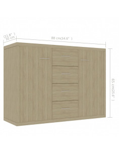 Credenza Rovere Sonoma 88x30x65 cm in Legno Multistrato