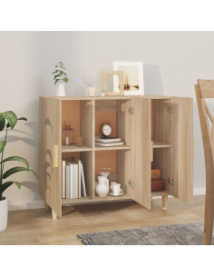 Credenza Rovere Sonoma 90x34x80 cm in Legno Multistrato