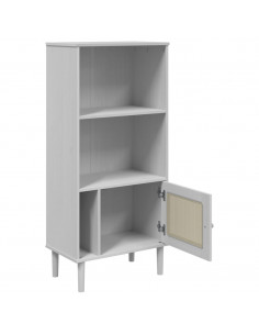 Credenza SENJA Aspetto Rattan Bianco 60x35x130 cm Massello Pino