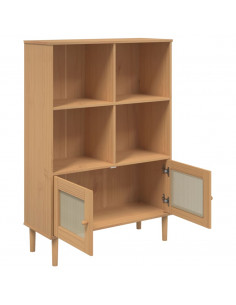 Credenza SENJA Aspetto Rattan Marrone 90x35x130 cm Legno Pino