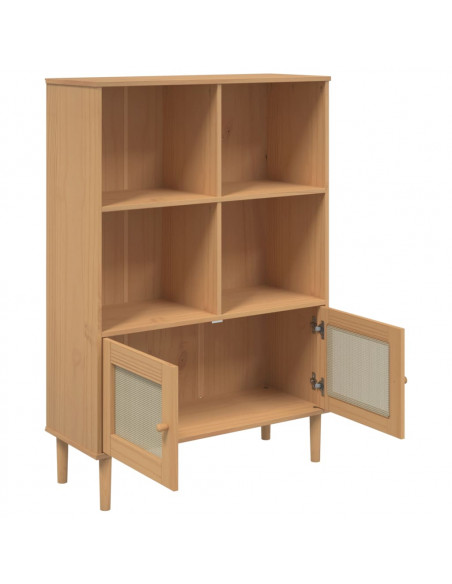 Credenza SENJA Aspetto Rattan Marrone 90x35x130 cm Legno Pino