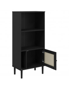 Credenza SENJA Aspetto Rattan Nera 60x35x130 cm Legno Pino