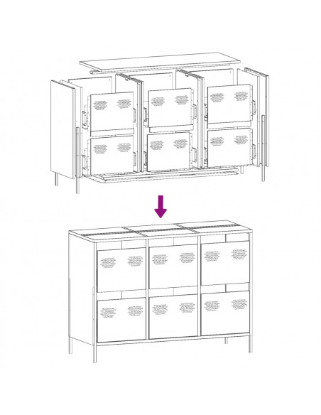 Credenza Verde Oliva 101,5x39x73,5 cm Acciaio Laminato a Freddo