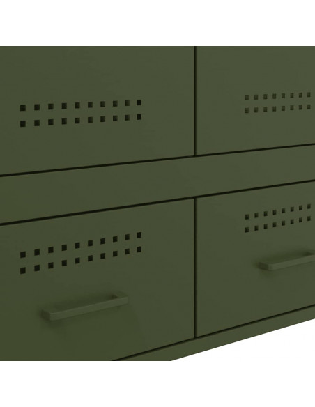Credenza Verde Oliva 68x39x101,5 cm Acciaio Laminato a Freddo