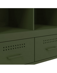 Credenza Verde Oliva 68x39x101,5 cm Acciaio Laminato a Freddo