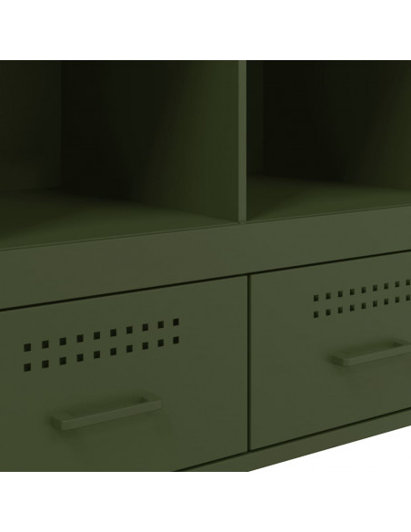 Credenza Verde Oliva 68x39x101,5 cm Acciaio Laminato a Freddo