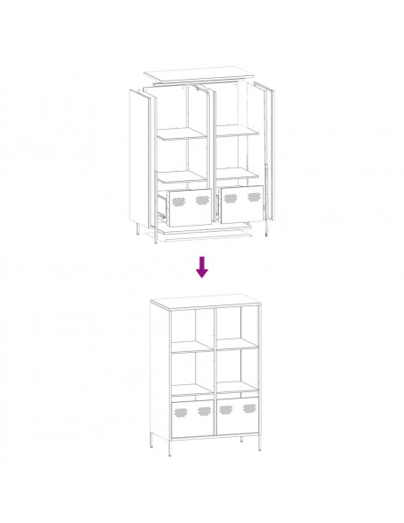 Credenza Verde Oliva 68x39x103,5 cm in Acciaio
