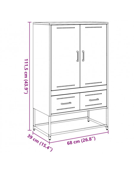Credenza Verde Oliva 68x39x111,5 cm Acciaio Laminato a Freddo