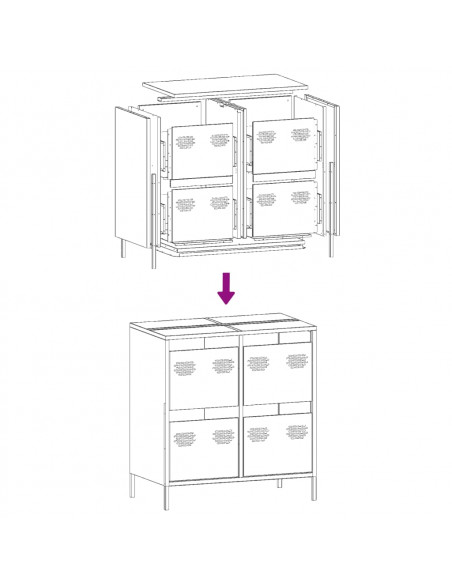 Credenza Verde Oliva 68x39x73,5 cm in Acciaio Laminato a Freddo