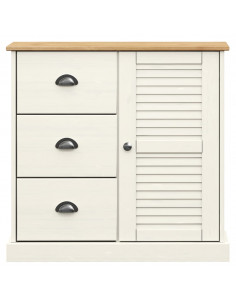 Credenza VIGO Bianca 78x40x175 cm in Legno Massello di Pino