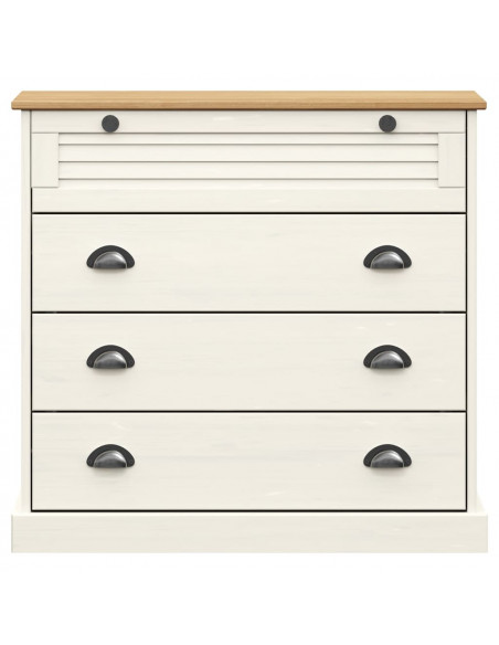 Credenza VIGO Bianca 80x40x176 cm in Legno Massello di Pino