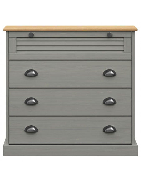 Credenza VIGO Grigia 80x40x176 cm in Legno Massello di Pino