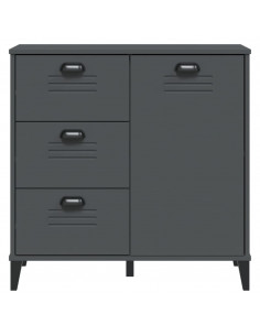 Credenza VIKEN Grigio Antracite 80x40x80 cm Legno Massello Pino