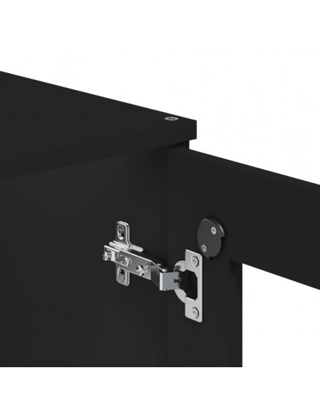 Credenza VIKEN Nera 80x40x190 cm in Legno Massello di Pino