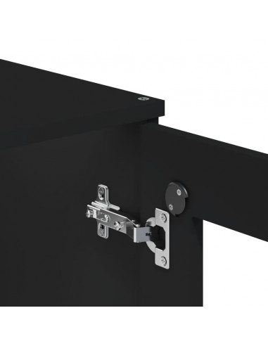 Credenza VIKEN Nera 80x40x190 cm in Legno Massello di Pino