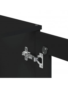 Credenza VIKEN Nera 80x40x200 cm in Legno Massello di Pino