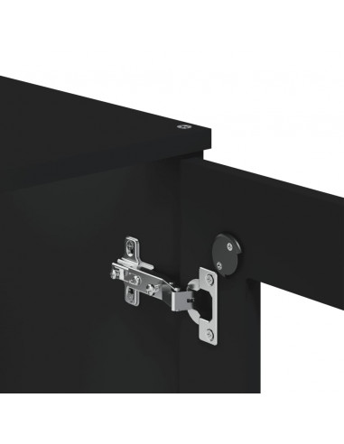 Credenza VIKEN Nera 80x40x200 cm in Legno Massello di Pino