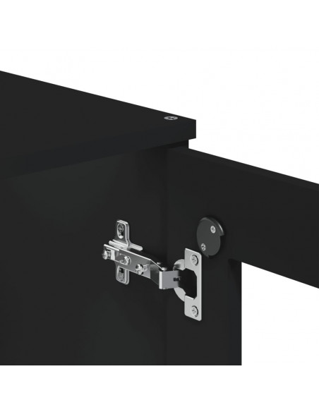 Credenza VIKEN Nera 80x40x200 cm in Legno Massello di Pino