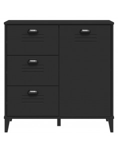 Credenza VIKEN Nera 80x40x80 cm in Legno Massello di Pino