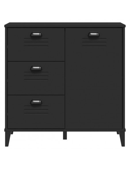 Credenza VIKEN Nera 80x40x80 cm in Legno Massello di Pino