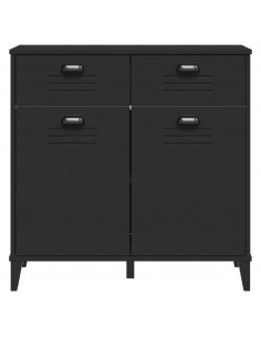 Credenza VIKEN Nera 80x40x80 cm in Legno Massello di Pino