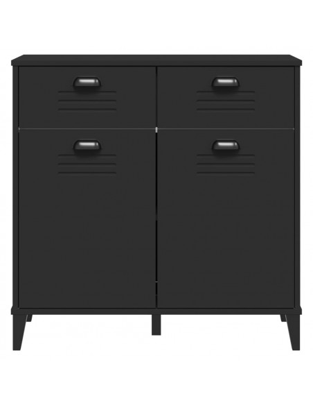 Credenza VIKEN Nera 80x40x80 cm in Legno Massello di Pino