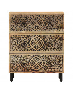 Credenze 2 pz 60x33x75 cm in Legno Massello di Mango