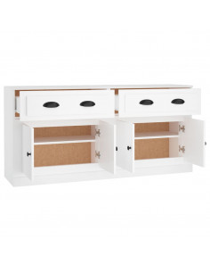 Credenze 2 pz Bianche in Legno Multistrato