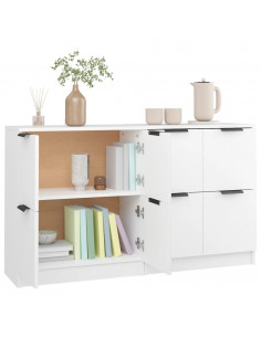 Credenze 2 pz Bianco 60x30x70 cm in Legno Multistrato