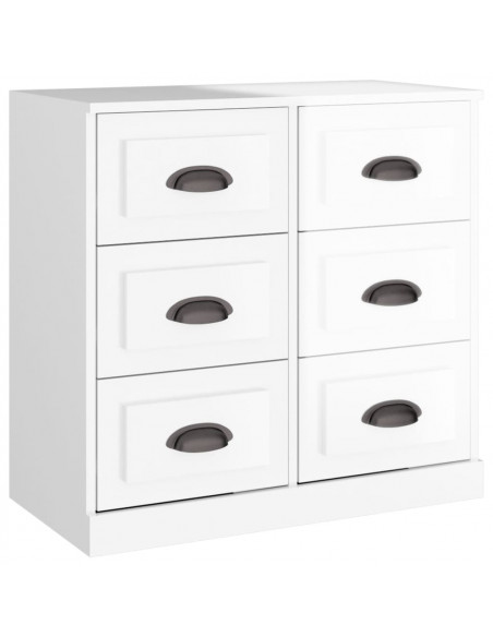 Credenze 2 pz Bianco Lucido in Legno Multistrato