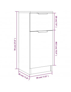 Credenze 2 pz Grigio Cemento 30x30x70 cm in Legno Multistrato