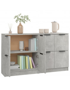 Credenze 2 pz Grigio Cemento 60x30x70 cm in Legno Multistrato