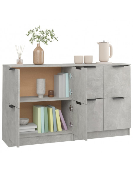 Credenze 2 pz Grigio Cemento 60x30x70 cm in Legno Multistrato