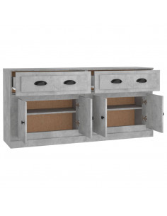 Credenze 2 pz Grigio Cemento in Legno Multistrato