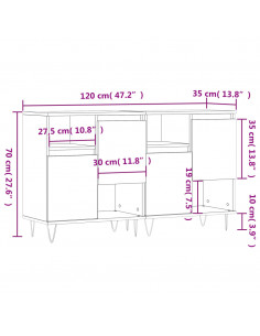 Credenze 2 pz Grigio Cemento in Legno Multistrato