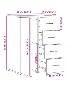 Credenze 2 pz Grigio Sonoma 59x39x80 cm in Legno Multistrato